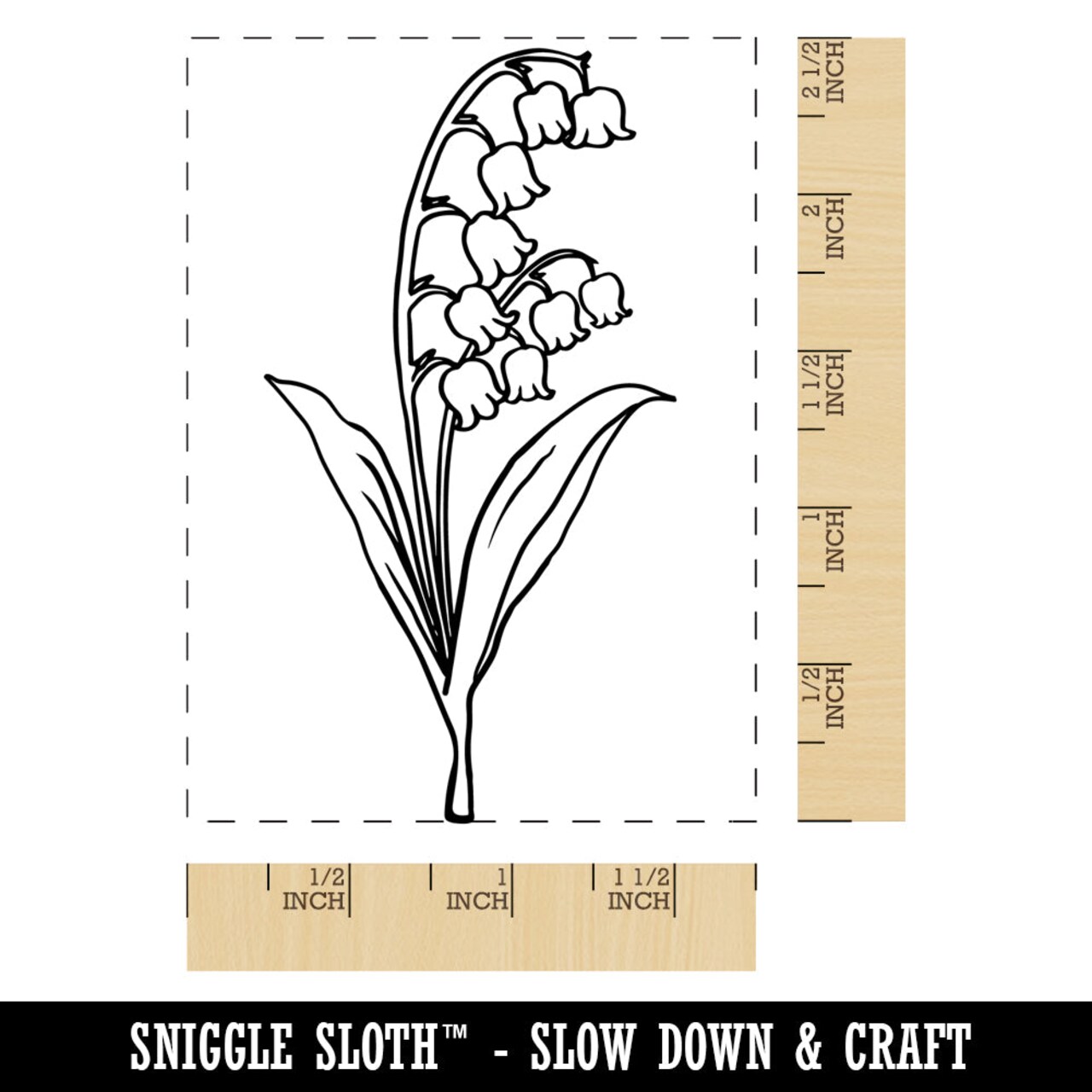 Hand Drawn Lily of the Valley Flower Rectangle Rubber Stamp for Stamping Crafting